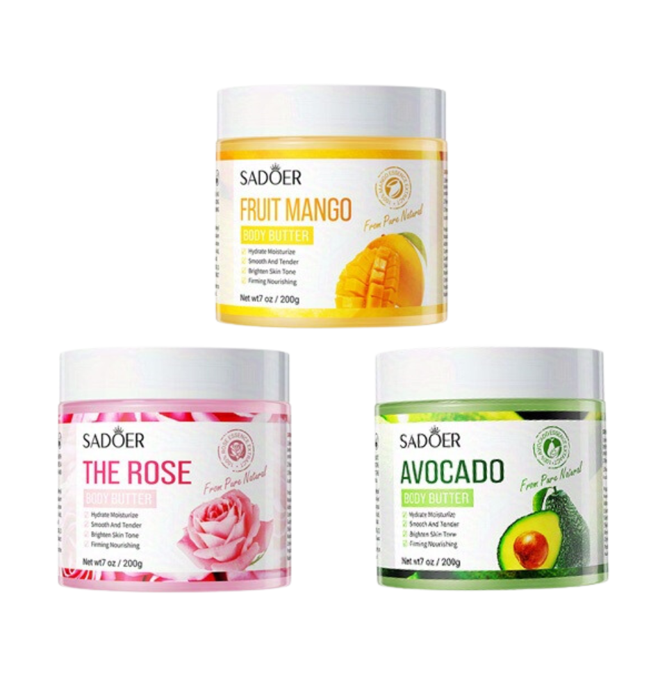 Sadoer Body Butter Cream Lotion Avocado/Mango/Rose 200gm