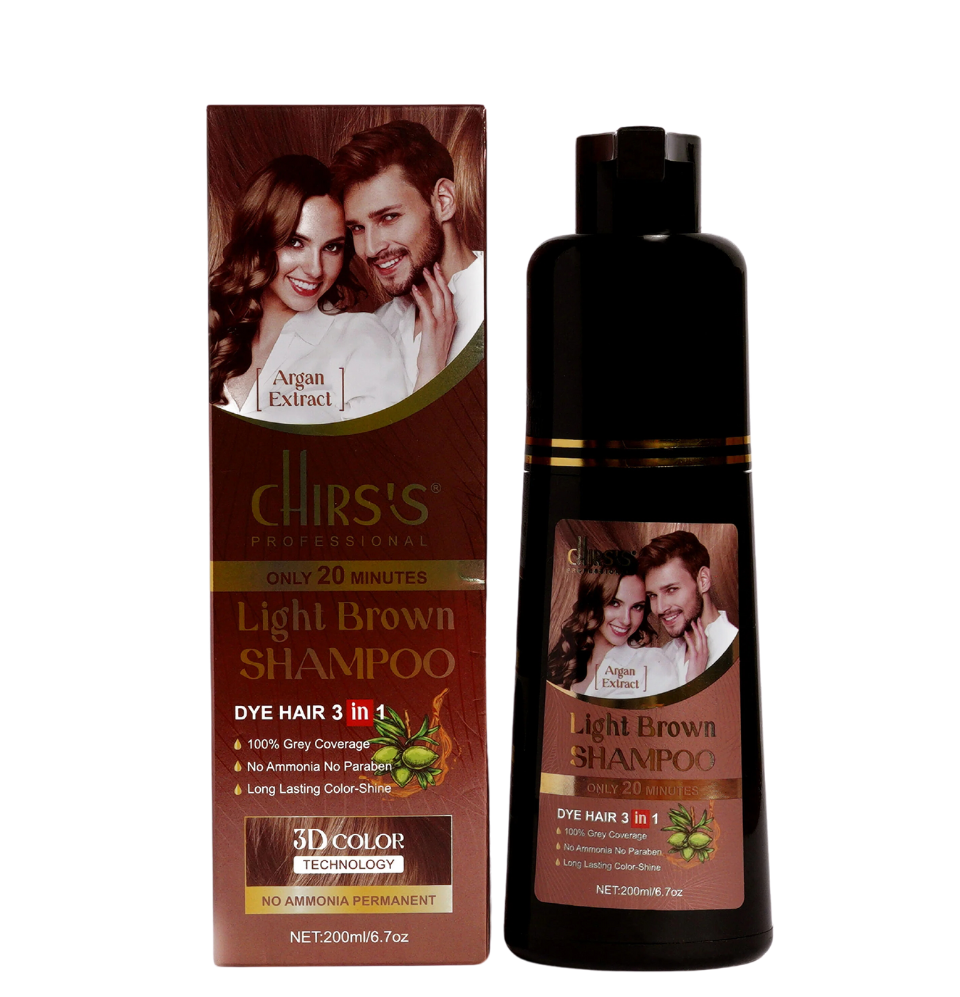 Chirs`S Professional Hair Color Shampoo With Argan Extract- 200ml - Light Brown